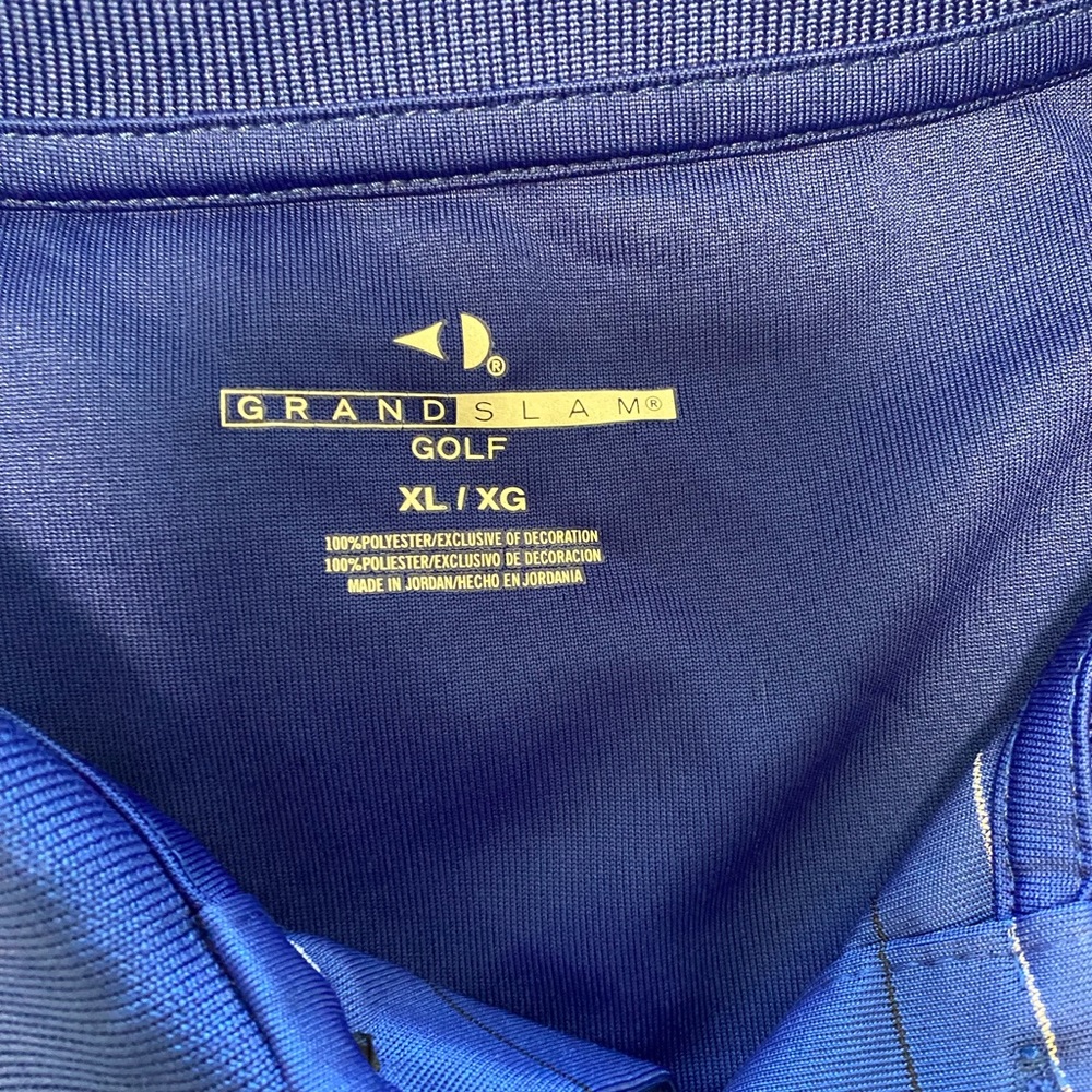 Grand Slam Golf Mens XL Royal Blue Striped Performance Short Sleeve Polo Shirt - Picture 4 of 4